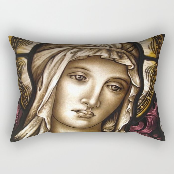 Madonna, pictorial painted stained glass window Rectangular Pillow