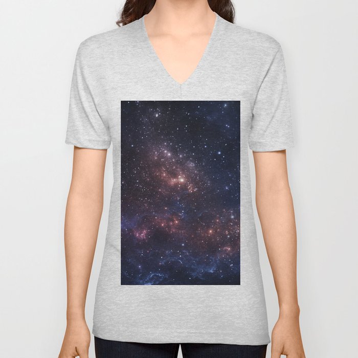 Stars and Nebula V Neck T Shirt