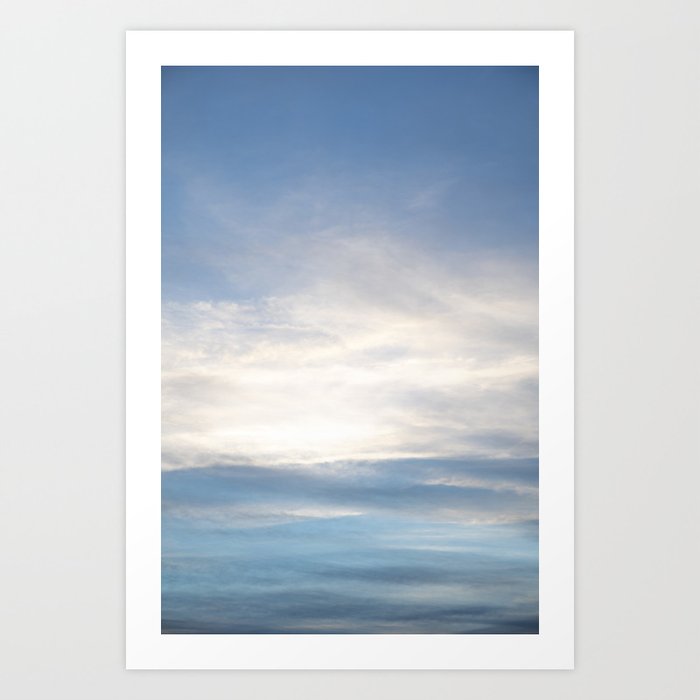 Dreamy soft blue and white clouds - abstract nature photography Art Print