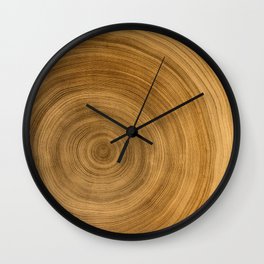 Detailed rich dark brown wood tree with circle growth rings pattern Wall Clock