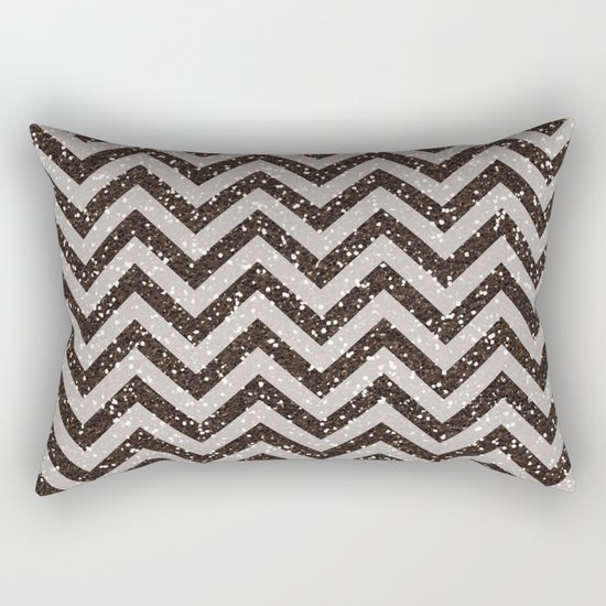 Sparkling glitter chevron pattern - Brown coffee Rectangular Pillow