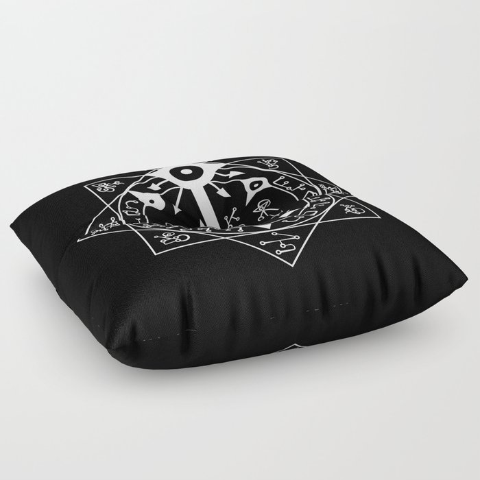 Invisible Sun Symbol on Black Floor Pillow