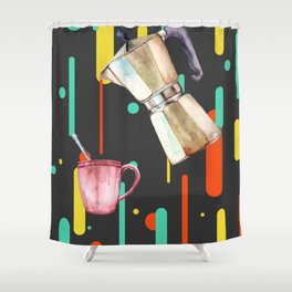 Coffee Pop Art Collage Good Morning Shower Curtain