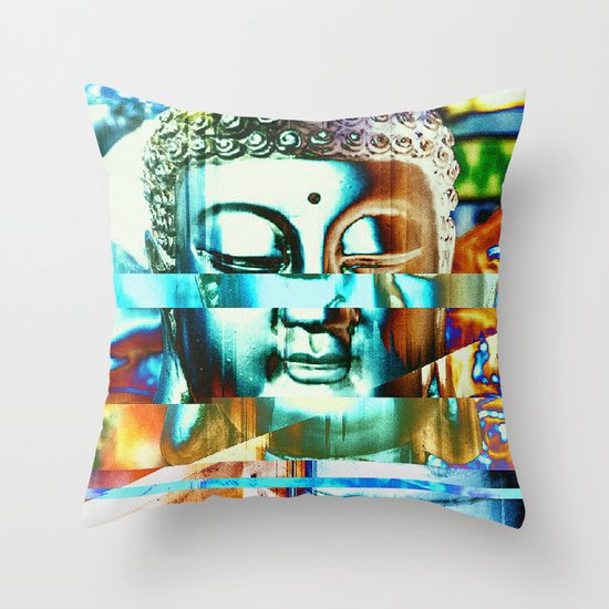 Glitch Buddha #3 Throw Pillow