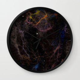 Abstract Nebula K2 Wall Clock | Wool, Bright, Stars, Night, Space, Bamboo, Felt, Fiberart, Energy, Chaos 