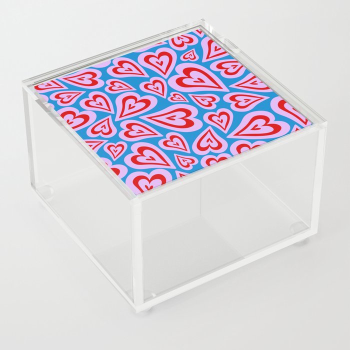 Retro Swirl Love - Blue and pink Acrylic Box