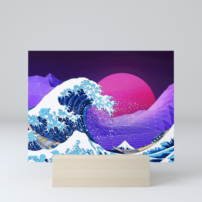Synthwave Space: The Great Wave off Kanagawa #2 Mini Art Print