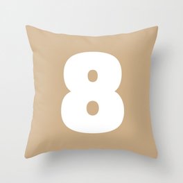 8 (White & Tan Number) Throw Pillow