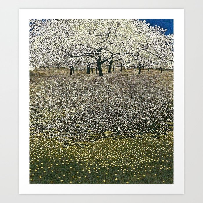 Apple Blossoms, Early Spring floral landscape painting by Gustav Klimt Art Print