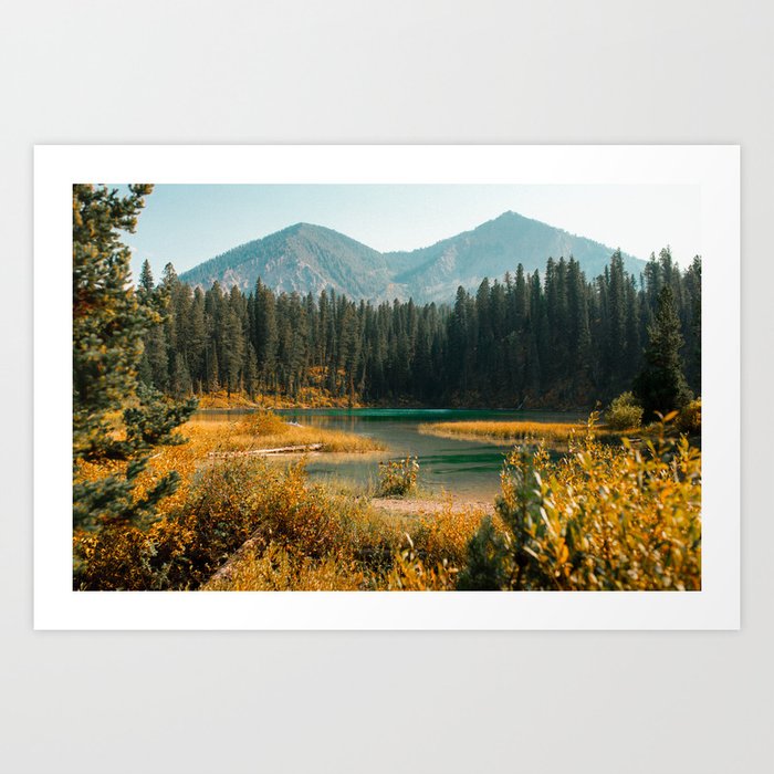 Wyoming Wilderness - Aqua Lake Landscape Art Print