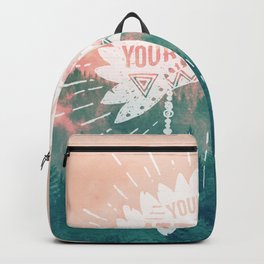 Your Vibe Attracts Your Tribe - Pink Teal Forest Backpack | Funny, Graphicdesign, Quote, Forest, Motivational, Quotes, Adventure, Pop Art, Mountain, Photo 