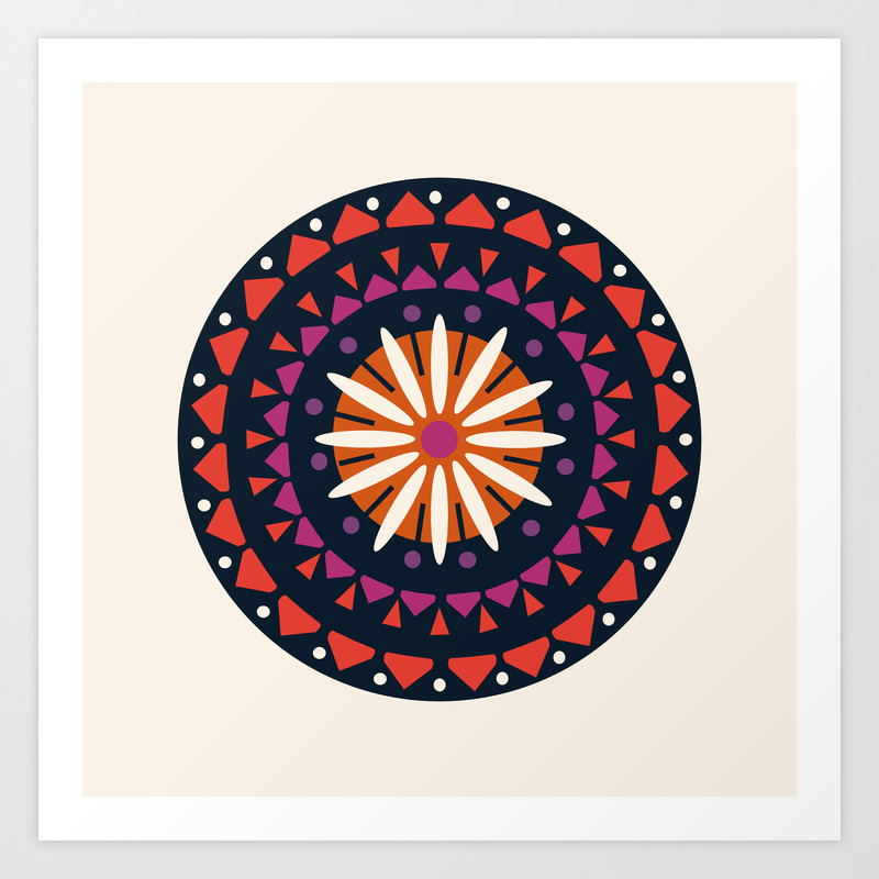 You Know Abstract 70s Floral Mandala Trendy 1970s Art Minimal Retro Sun Art Print By Seventyeight Society6