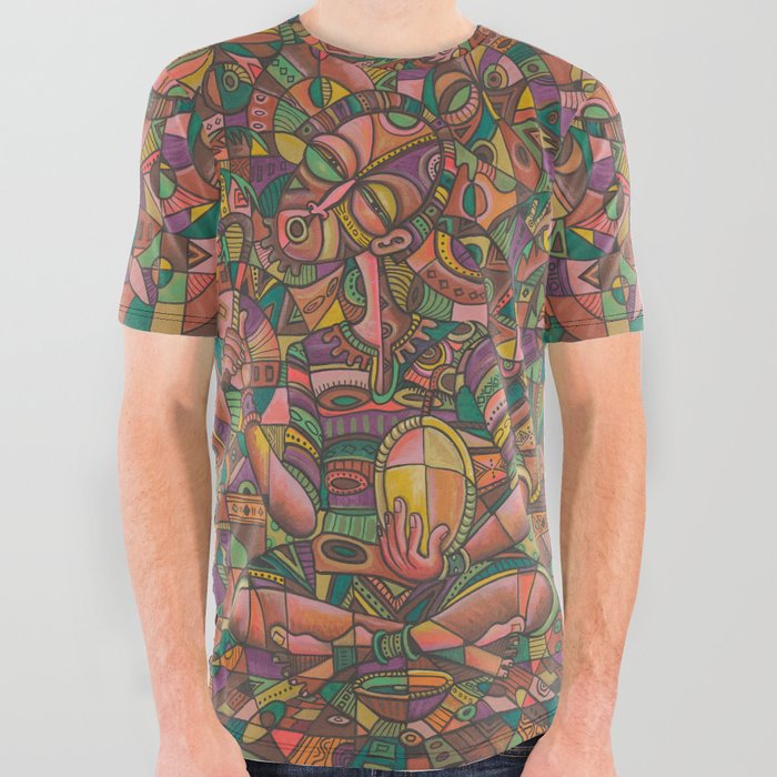 The Drummer 4 African music painting All Over Graphic Tee