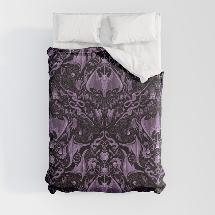 Bats and Beasts (Purple) Duvet Cover