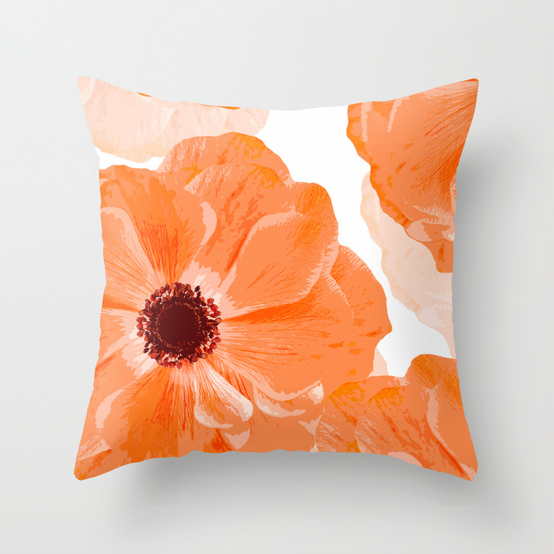 Beautiful Coral Color Flowers White Background Decor Society6 Buyart Throw Pillow By Pivivikstrm Society6