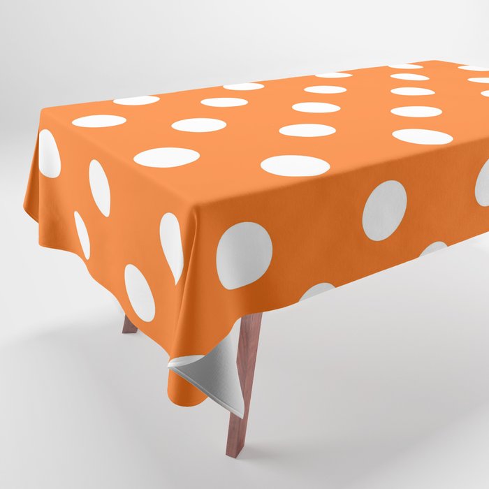 Polka Dot Texture (White & Orange) Tablecloth