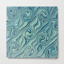 Cool Blue Green Minimalist Retro Liquid Swirl  Metal Print | Trendyboho, Funwavy, Funky, Masculine, Spiral, Creative, Groovy, Minimalistvintage, Bluegreen, Psychedelic 