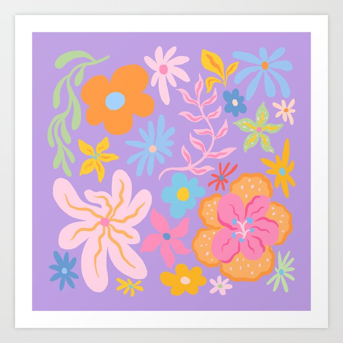 Candy Flowers Lilac Art Print