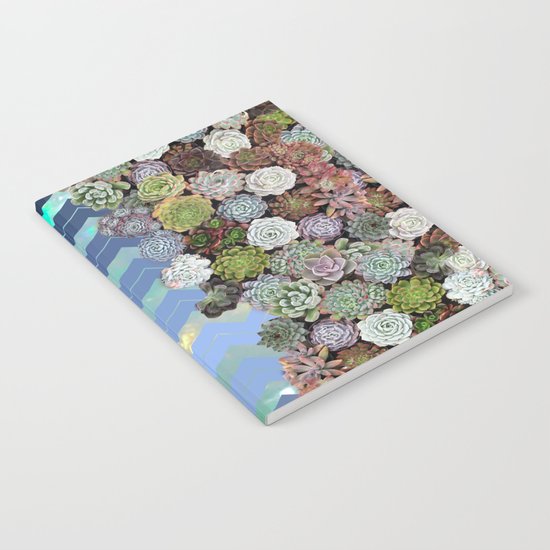 Opal & Succulent Chevron Pattern Notebook