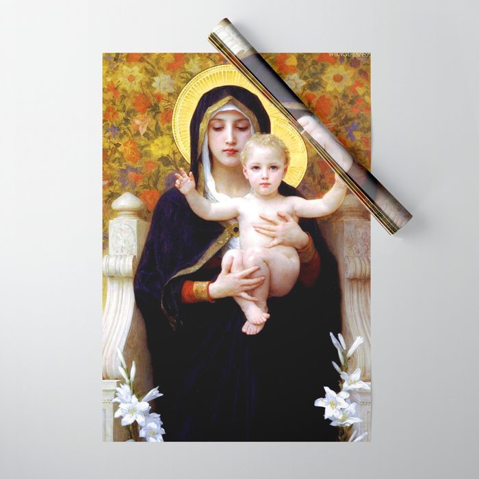 William Adolphe Bouguereau Madonna of the Lilies Wrapping Paper