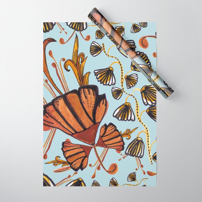 Art deco watercolor and hand drawn detailed artistic pattern light blue