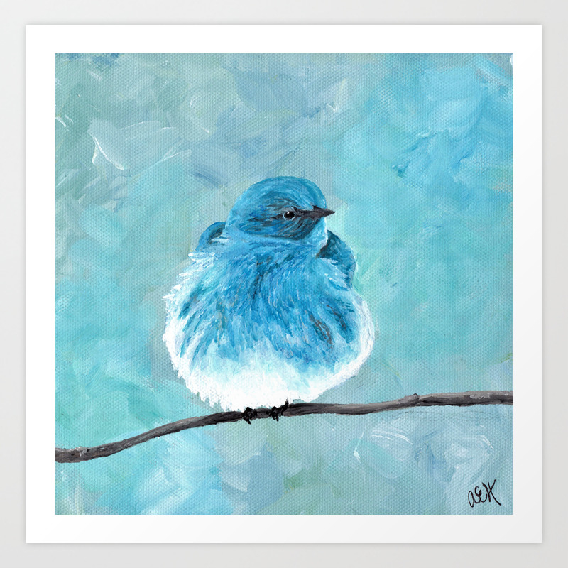 Mountain Bluebird Acrylic Art Blue Bird Painting Bird On A