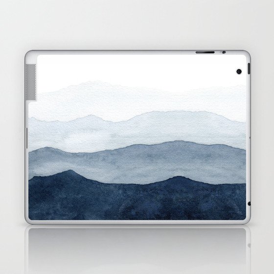 Indigo Abstract Watercolor Mountains Laptop & iPad Skin