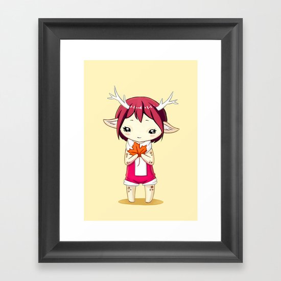 Deer Girl Framed Art Print