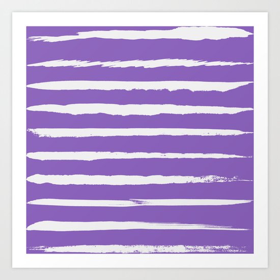 Irregular Hand Painted Stripes Purple Art Print