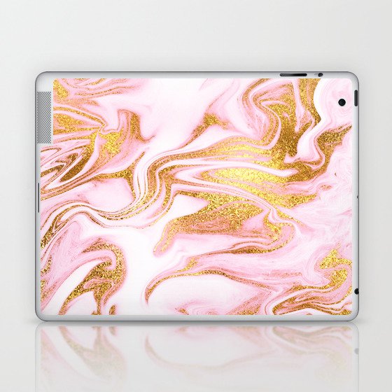 Rose Gold Marble Agate Geode Laptop & iPad Skin