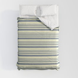 [ Thumbnail: Light Slate Gray & Light Yellow Colored Lined Pattern Comforter ]