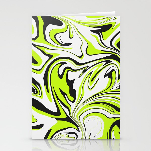 Green, white and black swirl print Stationery Cards