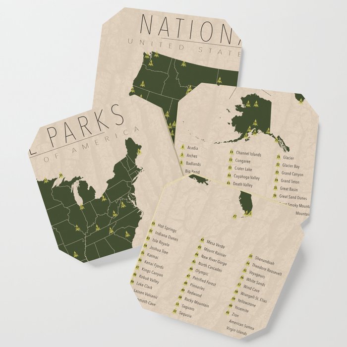 US National Parks w/ State Borders Coaster