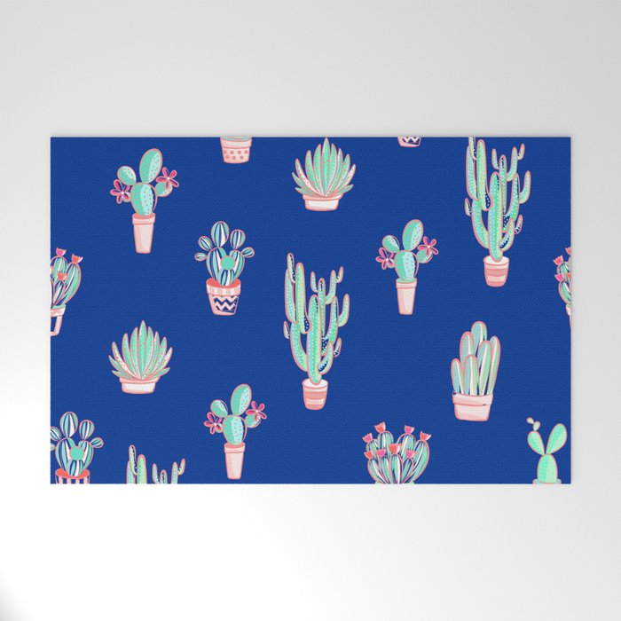 Little cactus pattern - Princess Blue Welcome Mat