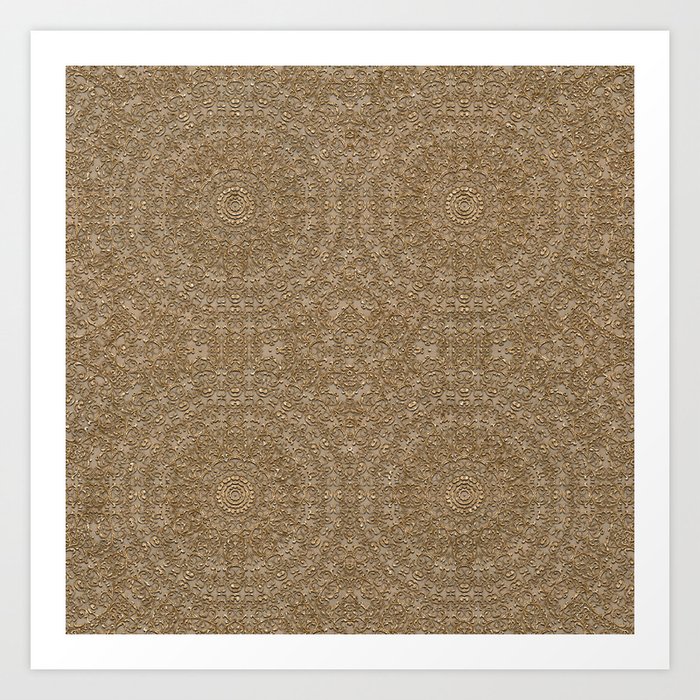 Moroccan Style Pattern Mandala Gold Sand Art Print