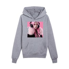 Pink fluffy Kids Pullover Hoodies