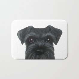 New Black Schnauzer, Dog illustration original painting print Bath Mat | Gift, Pet, Cartoon, Puppy, Adorable, Veterinarian, Fluffy, Painting, Acrylic, Cute 