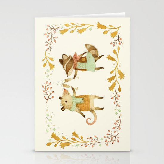 Cheers! From Pinknose the Opossum & Riley the Raccoon Stationery Cards