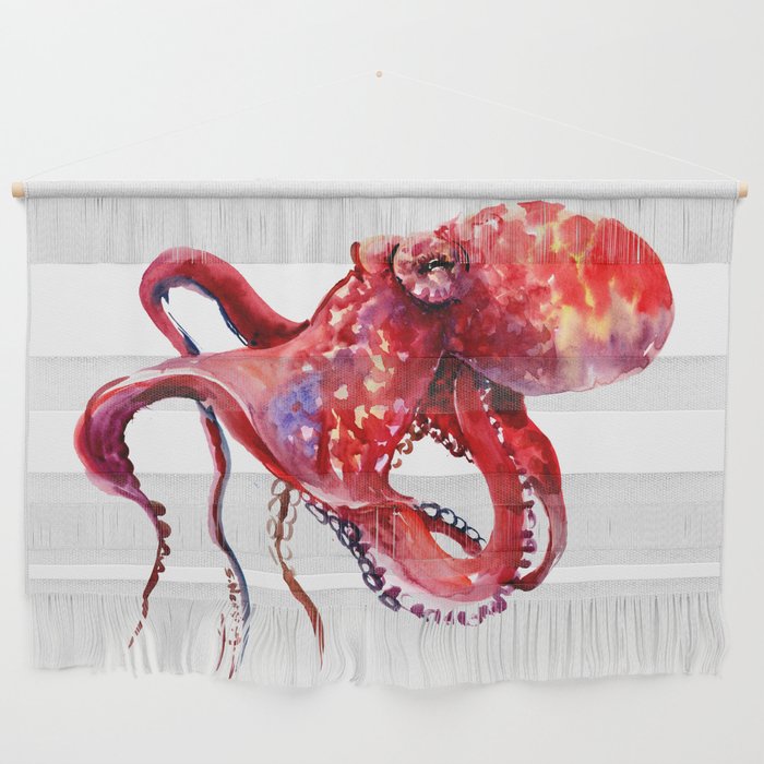 Tropical Red Octopus Wall Hanging