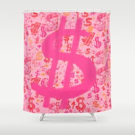 Pink Dollar Signs Shower Curtain