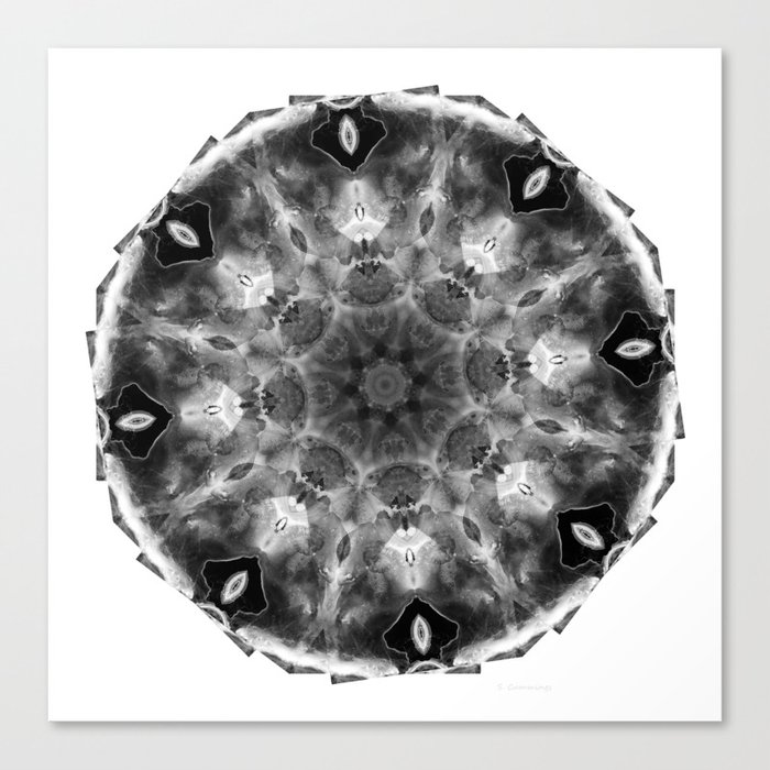 Black White And Gray Art - Crystal Light 2 Mandala Canvas Print