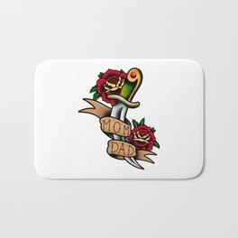 Mom and Dad Roses Dagger Traditional Tattoo Bath Mat | Roses, Graphicdesign, Rosetattoo, America, Mother, Redrose, Traditionaltattoo, Knife, Momanddad, Rose 