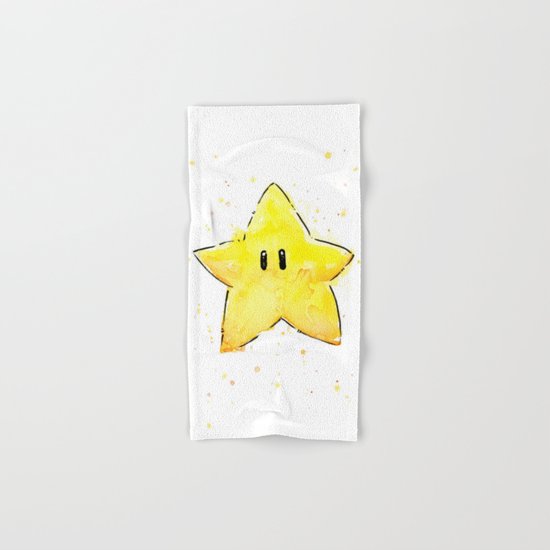 Invincibility Star Mario Watercolor Geek Gamer Art Hand & Bath Towel