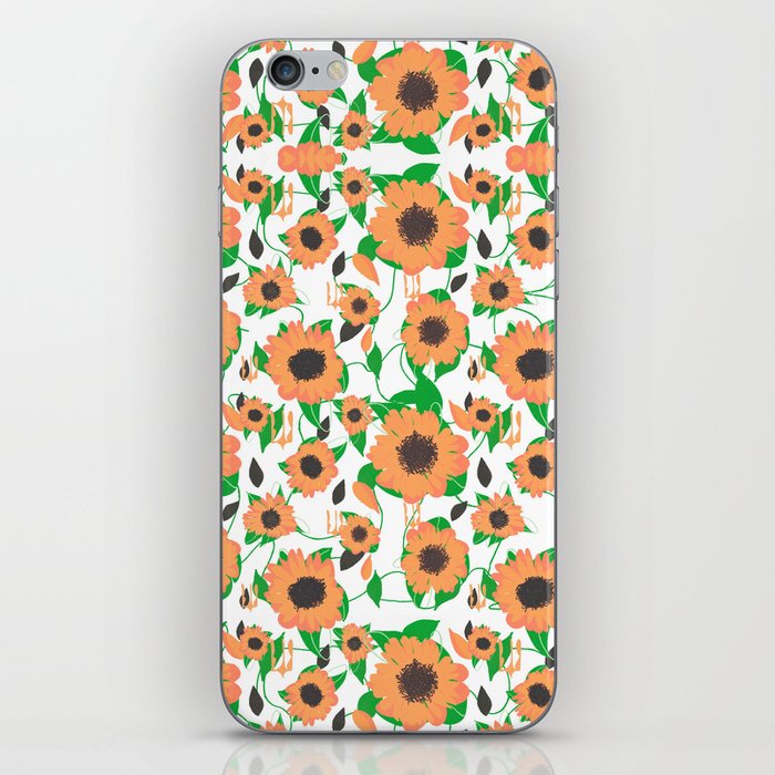 Orange sunflowers seed floral motif iPhone Skin