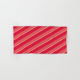 [ Thumbnail: Dark Salmon and Crimson Colored Striped Pattern Hand & Bath Towel ]