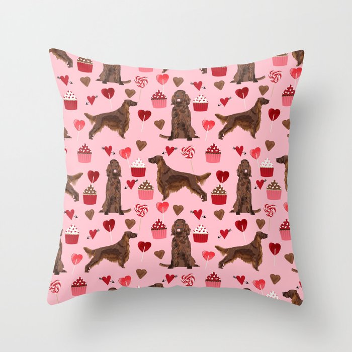 Irish Setter valentines day dog breed cupcakes love hearts setters gifts Throw Pillow