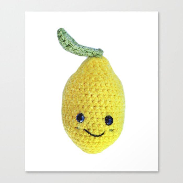 Cute Yellow Lemon Amigurumi Character Canvas Print