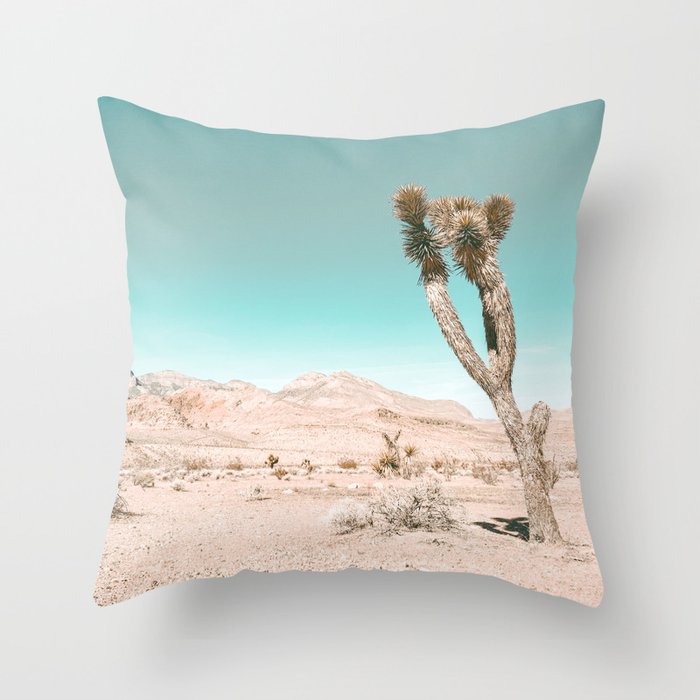 Vintage Desert Scape // Cactus Nature Summer Sun Landscape Photography Throw Pillow