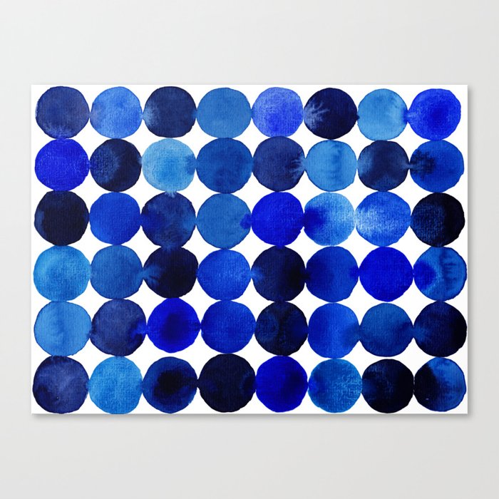 Blue Circles in Watercolor Canvas Print