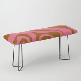 Swirled Lines in Pink over Brown Tan Bench